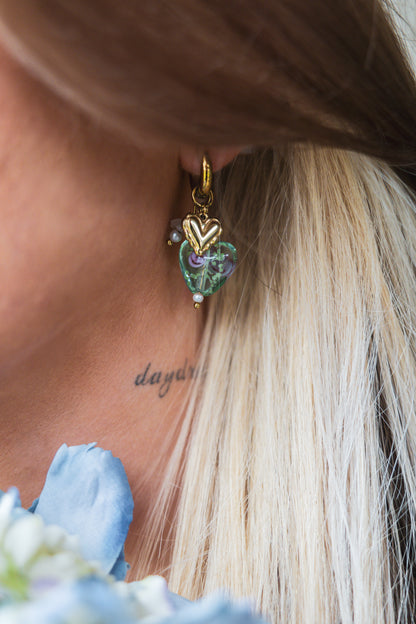 Green heart Earrings