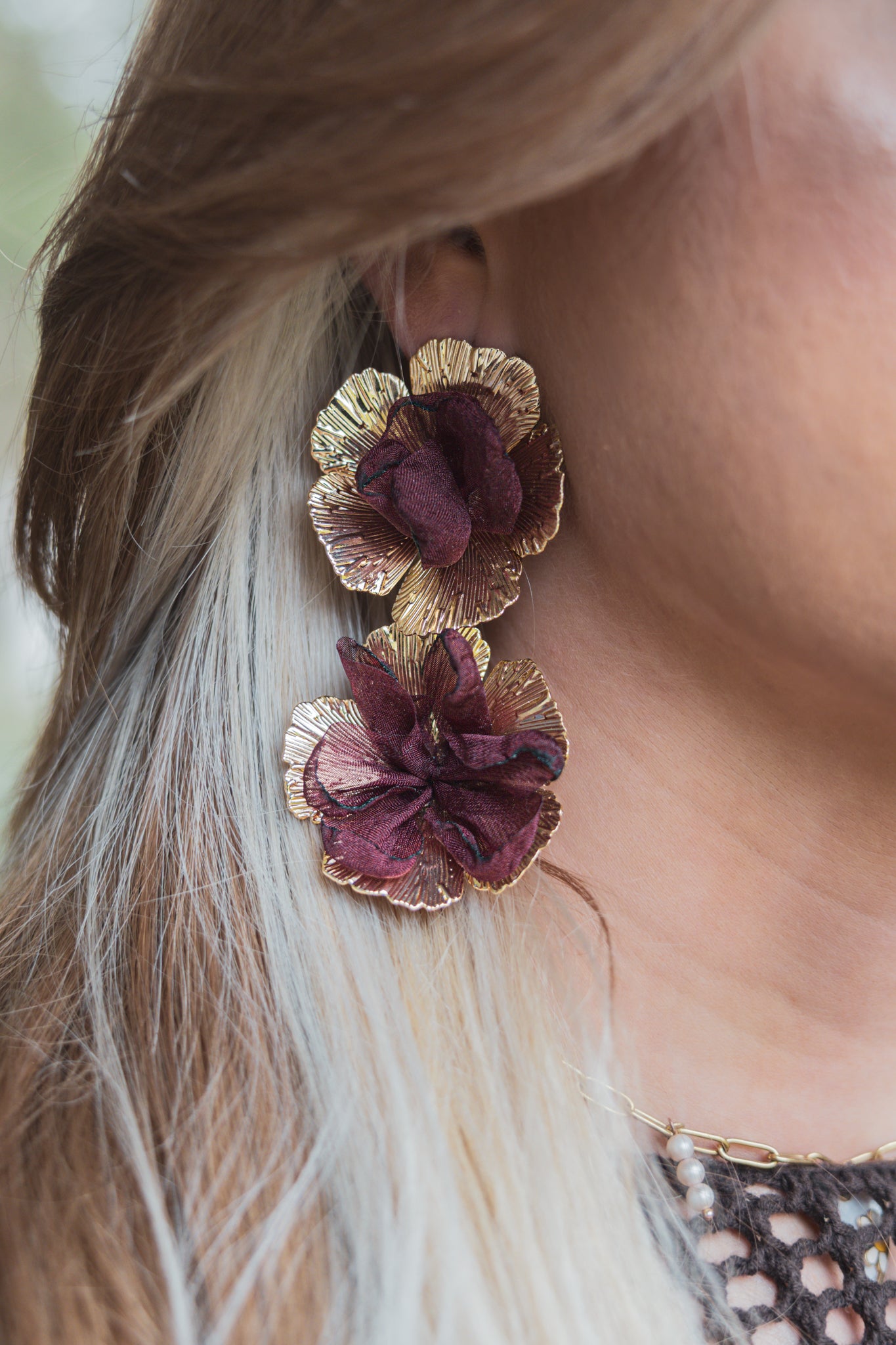 Red Flower Earrings
