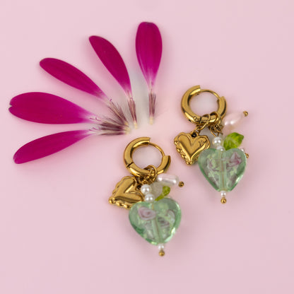 Green heart Earrings