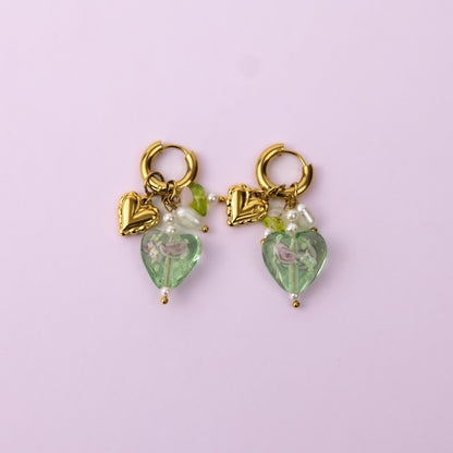 Green heart Earrings