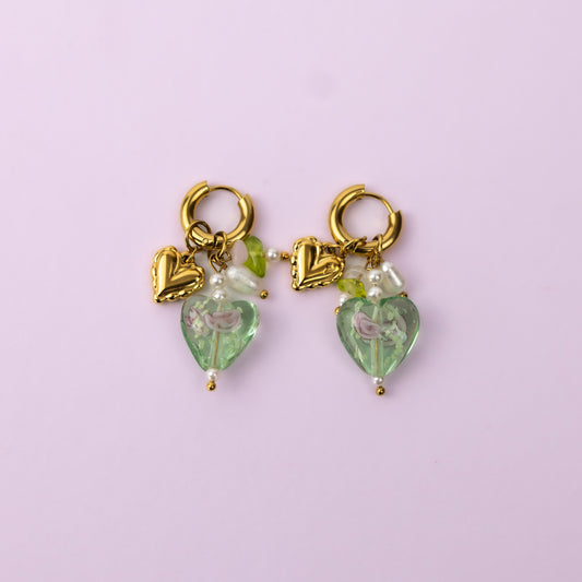 Green heart Earrings